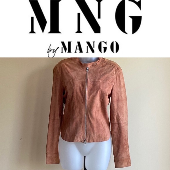 Mango MNG Rose Suede Leather Biker Jacket - Picture 1 of 13